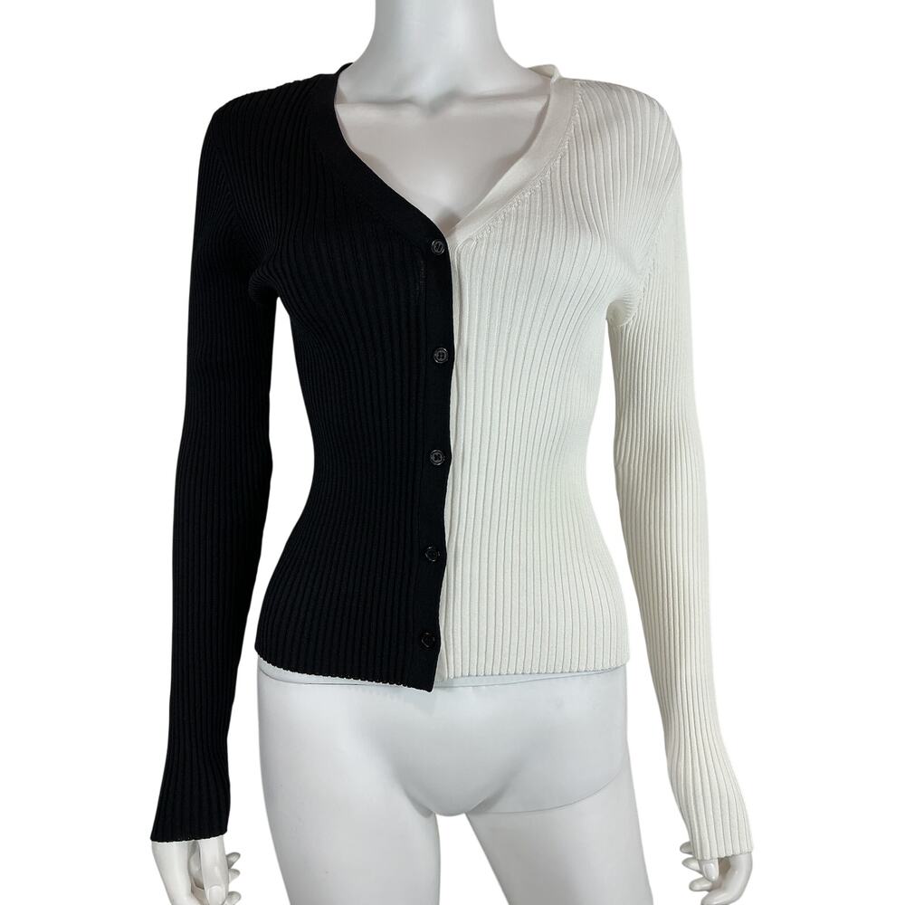Staud Ribbed Multicolor Cargo Cardigan Size S